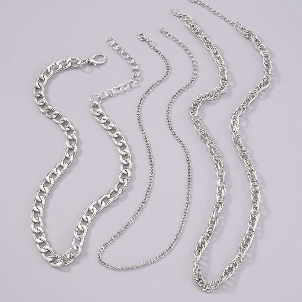 NWT Three Layer Boho Chic Silver Choker Necklace - Picture 3 of 3